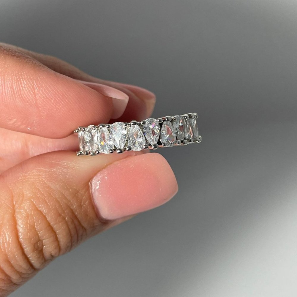 Women's Eternal Band Ring size 6 Pear Shape White Crystals
